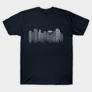 UFO Abduction City Skyline T-Shirt